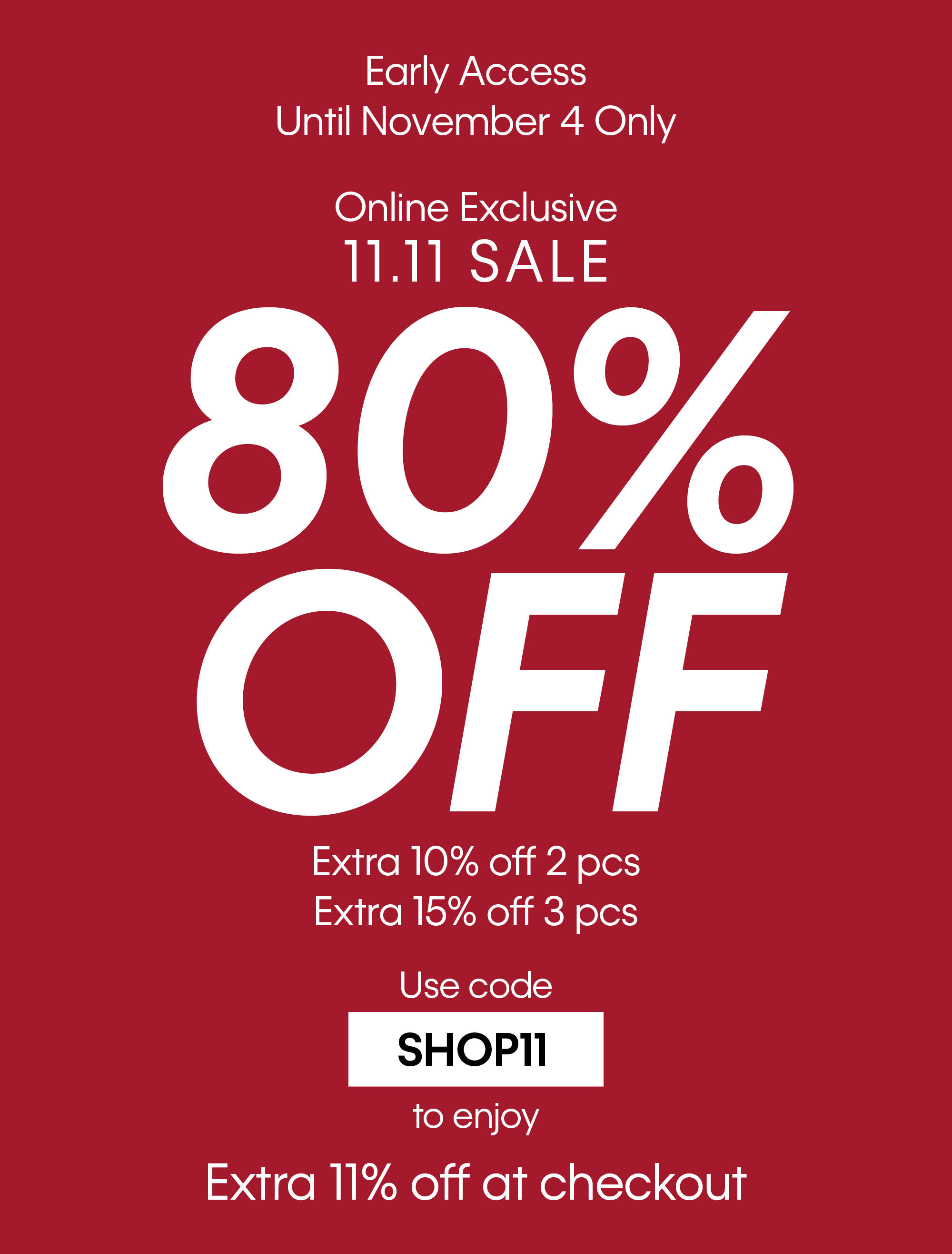 Calvin Klein Early Access 11.11 Sale 80% Off